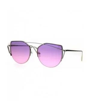 Oceanic Gradient Retro Metal Half Rim Avant Garde Cat Eye Sunglasses - Silver Purple Pink - CX1863AU08K $10.48 Cat Eye