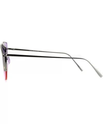 Oceanic Gradient Retro Metal Half Rim Avant Garde Cat Eye Sunglasses - Silver Purple Pink - CX1863AU08K $10.48 Cat Eye