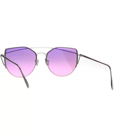 Oceanic Gradient Retro Metal Half Rim Avant Garde Cat Eye Sunglasses - Silver Purple Pink - CX1863AU08K $10.48 Cat Eye