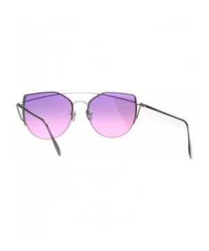 Oceanic Gradient Retro Metal Half Rim Avant Garde Cat Eye Sunglasses - Silver Purple Pink - CX1863AU08K $10.48 Cat Eye