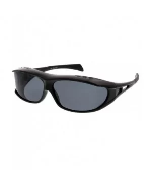 Wrap Around Rubberized Arm Tip Rectangle Polarized Lens Goggle Sunglasses 62mm - Black / Smoke - CB184S4849Z $11.70 Wrap