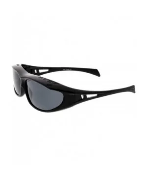 Wrap Around Rubberized Arm Tip Rectangle Polarized Lens Goggle Sunglasses 62mm - Black / Smoke - CB184S4849Z $11.70 Wrap