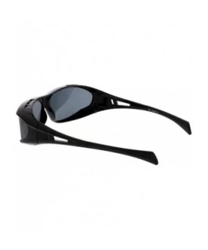 Wrap Around Rubberized Arm Tip Rectangle Polarized Lens Goggle Sunglasses 62mm - Black / Smoke - CB184S4849Z $11.70 Wrap