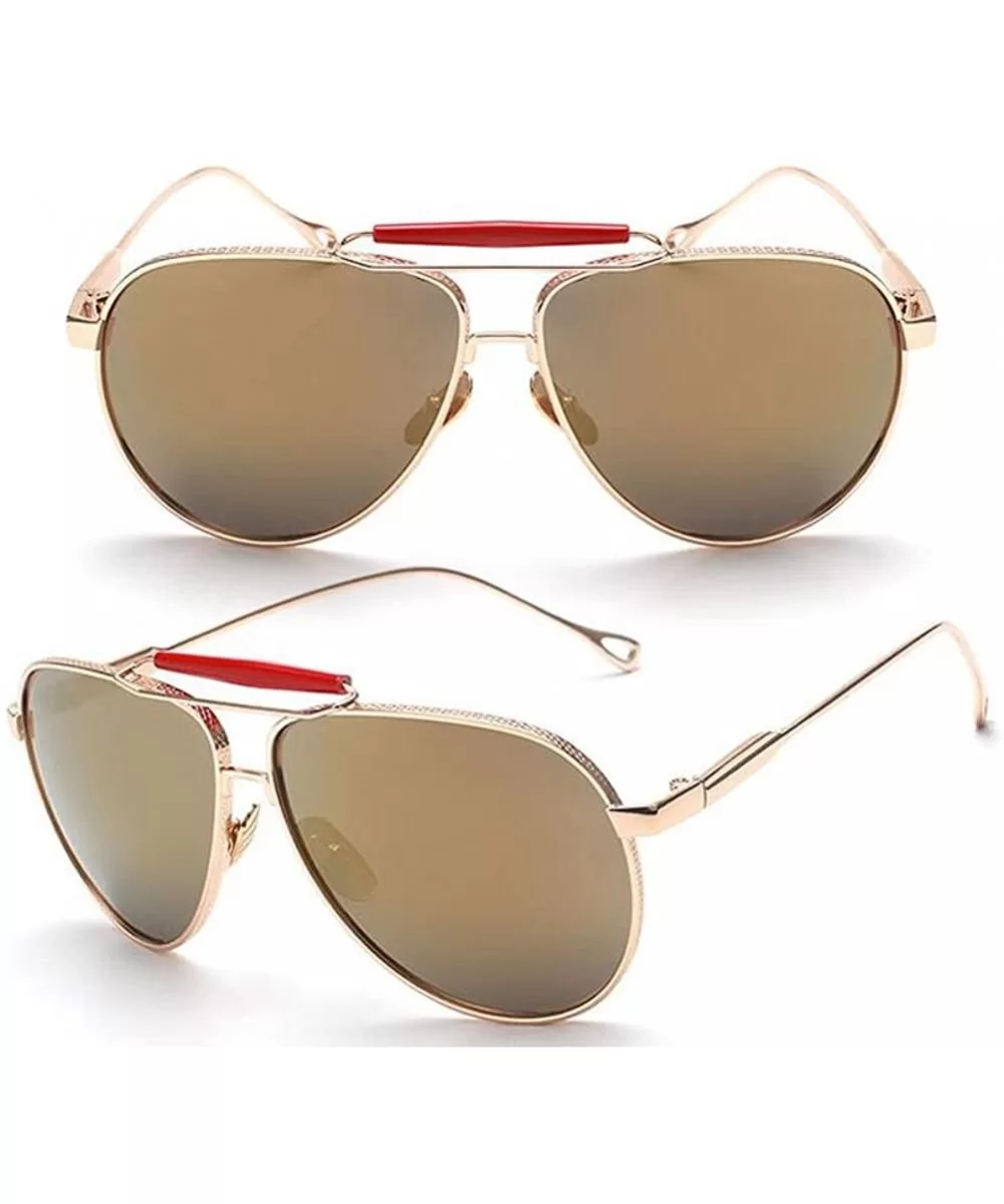 Unisex Cat Eye Hollow Metal Frame Sunglasses Retro Style Anti-UV Goggles Eyewear - Gold Frame/Gold - CG12KCVBZ0H $6.40 Goggle