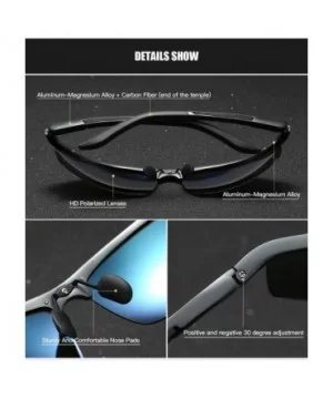 Polarized Sunglasses for Men Rectangular Aluminum Magnesium Frame for Driving Fishing Golf Sport - Silver Black - CR18A0S8WON...