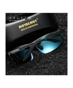 Polarized Sunglasses for Men Rectangular Aluminum Magnesium Frame for Driving Fishing Golf Sport - Silver Black - CR18A0S8WON...