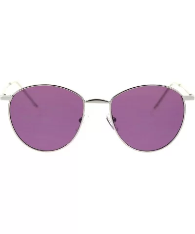 Metal Rim Dad Shade Hippie Round Sunglasses - Silver Purple - CN18SMOLDUN $11.88 Round