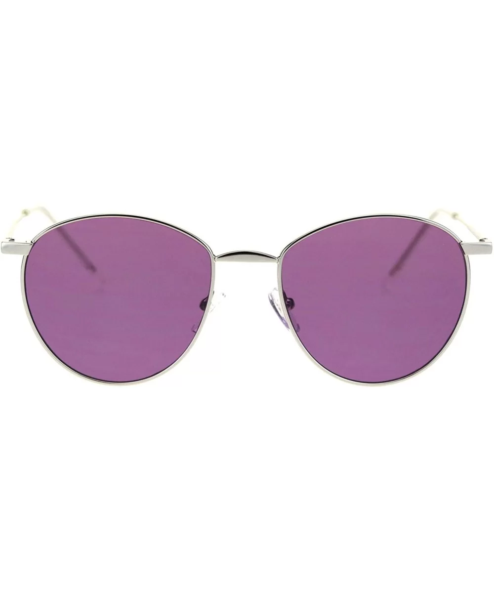 Metal Rim Dad Shade Hippie Round Sunglasses - Silver Purple - CN18SMOLDUN $11.88 Round