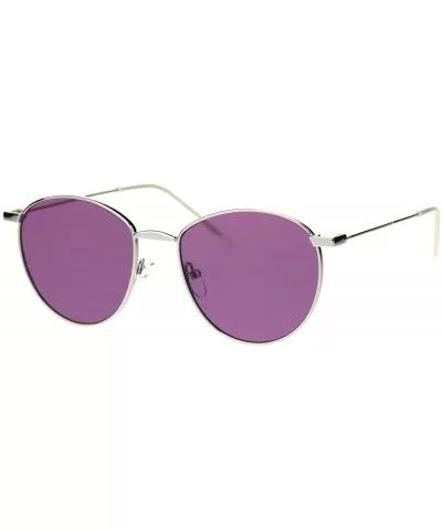 Metal Rim Dad Shade Hippie Round Sunglasses - Silver Purple - CN18SMOLDUN $11.88 Round