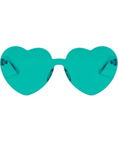 One Piece Heart Shaped Rimless Sunglasses Transparent Candy Color Eyewear - 1-lake Blue - CR18E0GSHE2 $5.29 Rimless