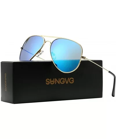 Polarized Aviator Sunglasses for Men Women Classes Metal Frame Mirror UV400 Sun Glasses - CM19467Q9WO $9.35 Round