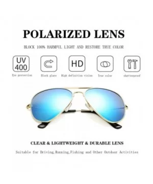 Polarized Aviator Sunglasses for Men Women Classes Metal Frame Mirror UV400 Sun Glasses - CM19467Q9WO $9.35 Round