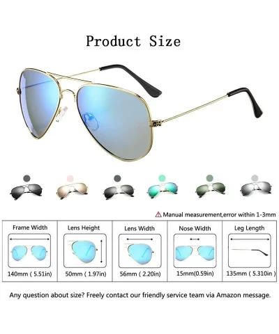 Polarized Aviator Sunglasses for Men Women Classes Metal Frame Mirror UV400 Sun Glasses - CM19467Q9WO $9.35 Round