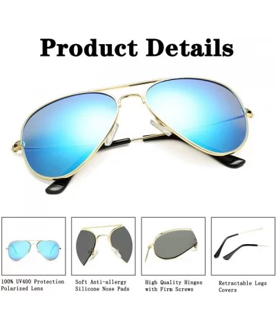 Polarized Aviator Sunglasses for Men Women Classes Metal Frame Mirror UV400 Sun Glasses - CM19467Q9WO $9.35 Round