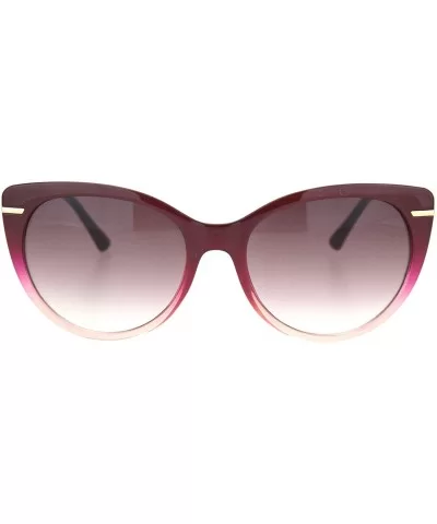 Womens Classy Elegant Plastic Designer Fashion Cat Eye Sunglasses - Burgundy Peach Smoke - C018OGEKWI7 $7.79 Cat Eye