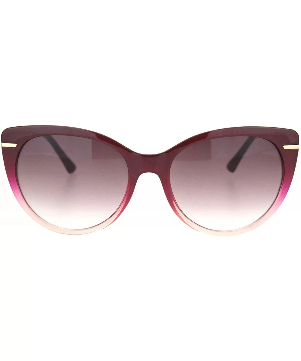 Womens Classy Elegant Plastic Designer Fashion Cat Eye Sunglasses - Burgundy Peach Smoke - C018OGEKWI7 $7.79 Cat Eye