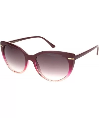 Womens Classy Elegant Plastic Designer Fashion Cat Eye Sunglasses - Burgundy Peach Smoke - C018OGEKWI7 $7.79 Cat Eye