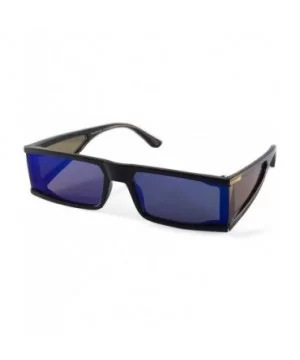 Futuristic Slim Flat Top Smoke Mirror Sunglasses Side Shield Panel A299 - Black Blue Rv - CB19650S672 $10.83 Shield