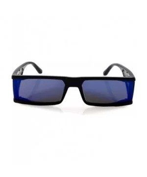 Futuristic Slim Flat Top Smoke Mirror Sunglasses Side Shield Panel A299 - Black Blue Rv - CB19650S672 $10.83 Shield