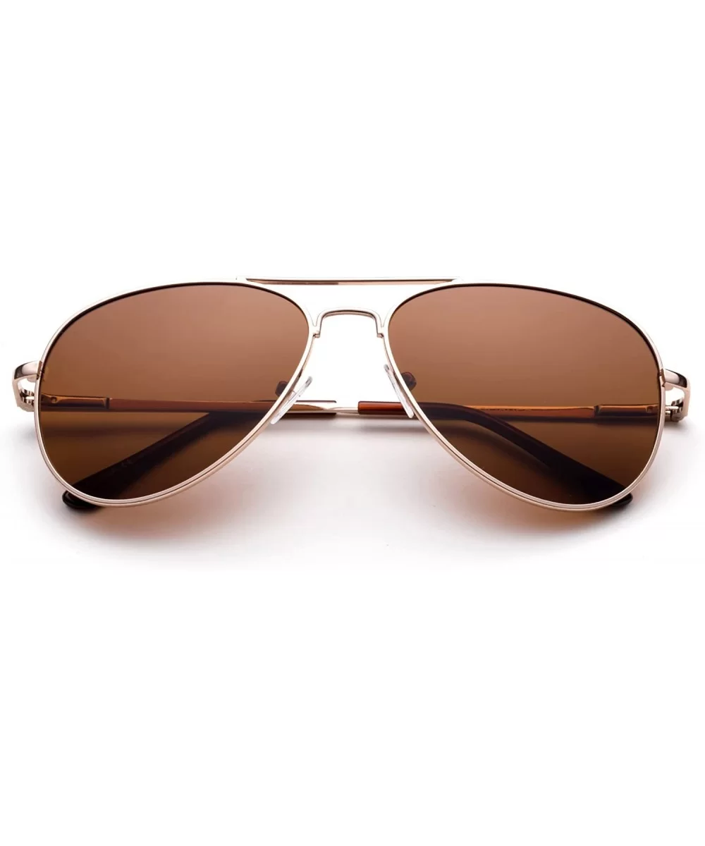 Polarized Aviator Sunglasses Mirrored Lens Classic Aviator Polarized Sunglasses Small - Gold/Brown - CJ18I64TQ5W $6.49 Aviator