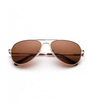 Polarized Aviator Sunglasses Mirrored Lens Classic Aviator Polarized Sunglasses Small - Gold/Brown - CJ18I64TQ5W $6.49 Aviator