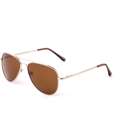 Polarized Aviator Sunglasses Mirrored Lens Classic Aviator Polarized Sunglasses Small - Gold/Brown - CJ18I64TQ5W $6.49 Aviator