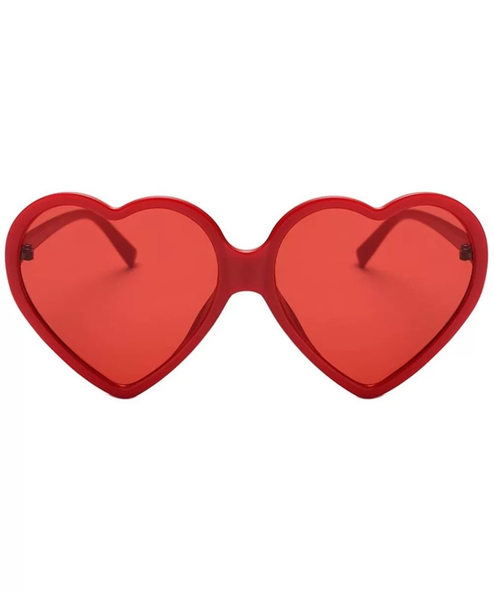 Women's Sunglasses-Vintage Heart-shaped Frame Sunglasses Stylish UV yewear - Red - C318EMSSTHG $6.12 Oversized