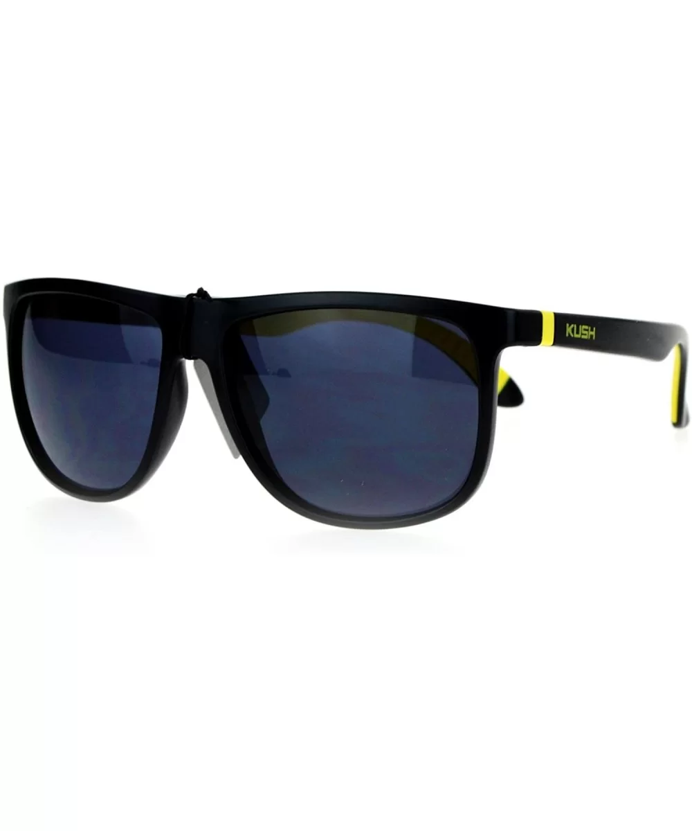 Matte Soft Rubber Arm Thin Plastic Horned Mens Sunglasses - Yellow - CW12DST6E47 $7.30 Wayfarer