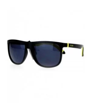 Matte Soft Rubber Arm Thin Plastic Horned Mens Sunglasses - Yellow - CW12DST6E47 $7.30 Wayfarer