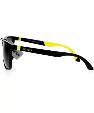 Matte Soft Rubber Arm Thin Plastic Horned Mens Sunglasses - Yellow - CW12DST6E47 $7.30 Wayfarer