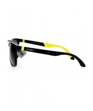 Matte Soft Rubber Arm Thin Plastic Horned Mens Sunglasses - Yellow - CW12DST6E47 $7.30 Wayfarer