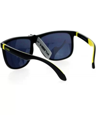 Matte Soft Rubber Arm Thin Plastic Horned Mens Sunglasses - Yellow - CW12DST6E47 $7.30 Wayfarer