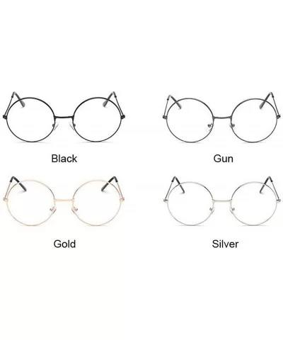 Fashion Vintage Retro Metal Frame Clear Lens Glasses Eyewear Eyeglasses Black Oversized Round Circle Eye - Gun - CT198AHLH39 ...