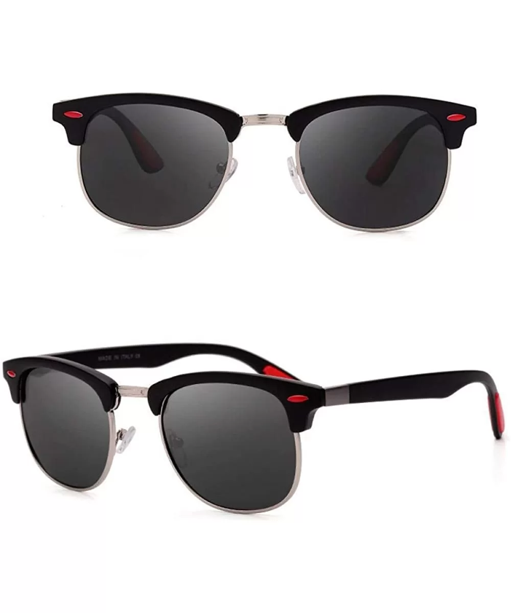 Classic Brand Polarized Sunglasses Men Women Vintage Retro Black Black C01 - Black Black C03 - CV18XGDR2GZ $5.67 Oversized