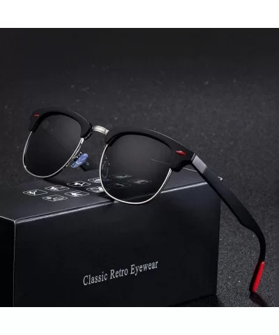 Classic Brand Polarized Sunglasses Men Women Vintage Retro Black Black C01 - Black Black C03 - CV18XGDR2GZ $5.67 Oversized