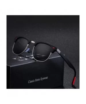 Classic Brand Polarized Sunglasses Men Women Vintage Retro Black Black C01 - Black Black C03 - CV18XGDR2GZ $5.67 Oversized