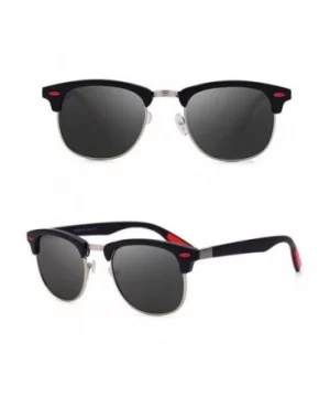 Classic Brand Polarized Sunglasses Men Women Vintage Retro Black Black C01 - Black Black C03 - CV18XGDR2GZ $5.67 Oversized