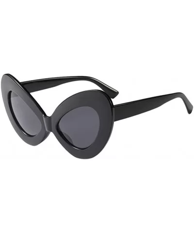 Women Ladie Oversized Butterfly Sunglasses Vintage Style Retro Shades - Black Frame+gray Lens - CF18E5EUOU7 $6.88 Oversized