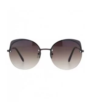 Womens Exposed Edge Round Cat Eye Brown Half Rim Sunglasses - Brown Brown - CQ18NKIZQS3 $7.29 Cat Eye