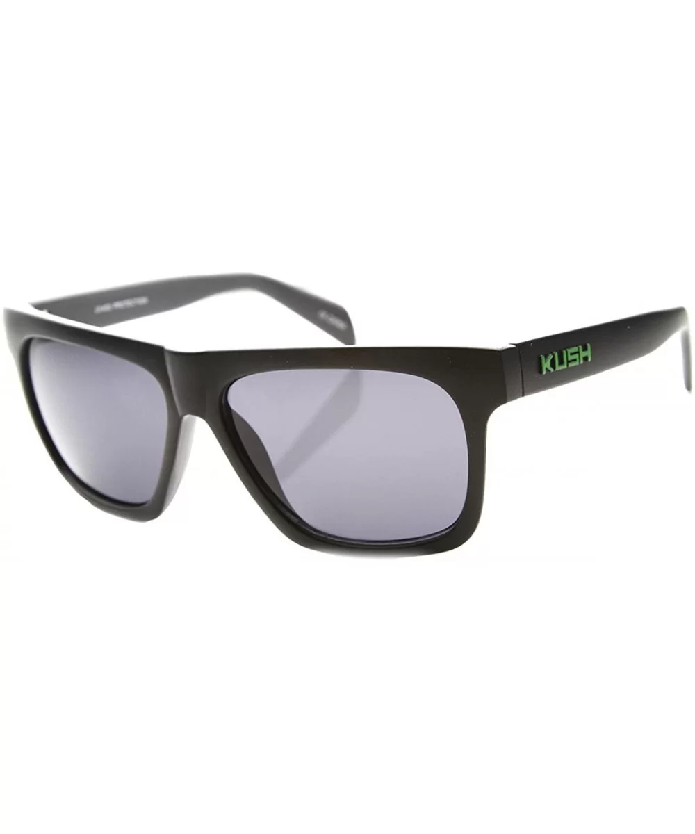 Flat Top Squared-Off Horned Rim Sunglasses - Black-green Smoke - CA11Y9O7OI1 $8.74 Wayfarer