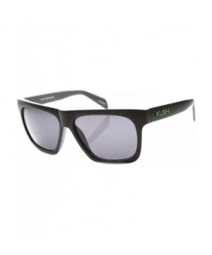 Flat Top Squared-Off Horned Rim Sunglasses - Black-green Smoke - CA11Y9O7OI1 $8.74 Wayfarer