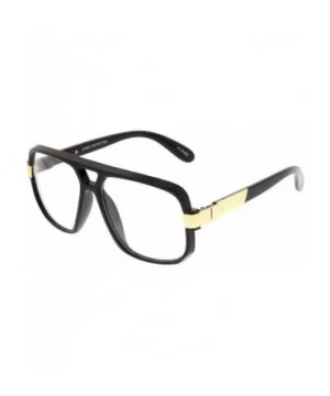 Gazelle Swag Square Oversized Sunglasses w/Clear Lenses - Black & Gold - CD1822DI9O5 $7.65 Square