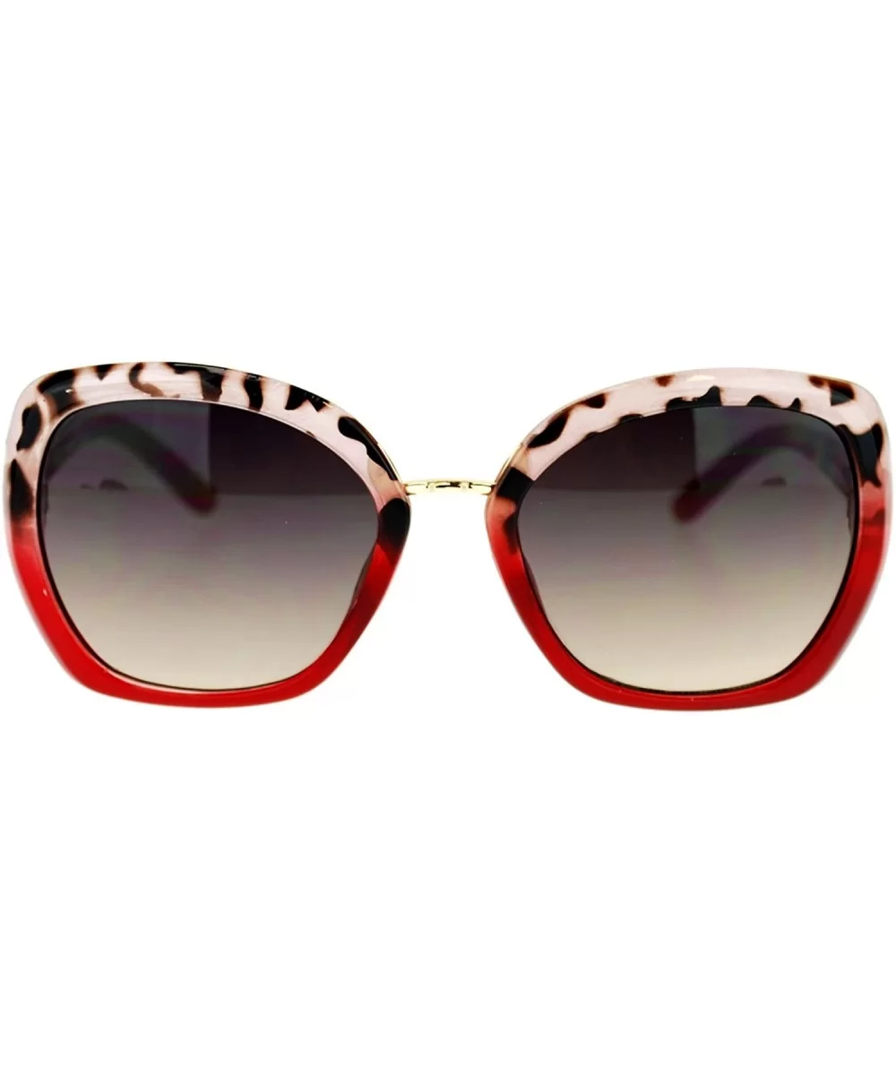 Womens Rectangular Metal Bridge Butterfly Designer Fashion Sunglasses - Red - CW11NV5OZYZ $7.60 Rectangular