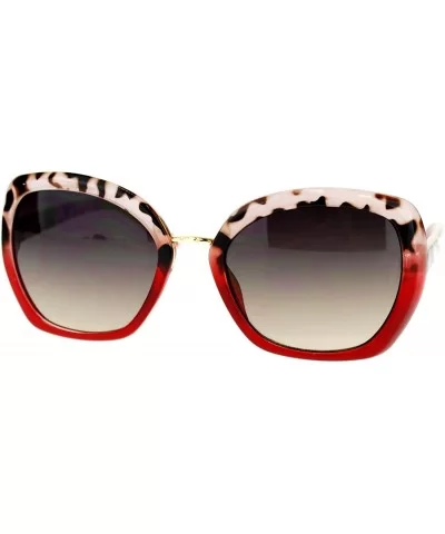 Womens Rectangular Metal Bridge Butterfly Designer Fashion Sunglasses - Red - CW11NV5OZYZ $7.60 Rectangular