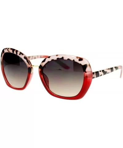 Womens Rectangular Metal Bridge Butterfly Designer Fashion Sunglasses - Red - CW11NV5OZYZ $7.60 Rectangular