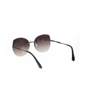 Womens Exposed Edge Round Cat Eye Brown Half Rim Sunglasses - Brown Brown - CQ18NKIZQS3 $7.29 Cat Eye