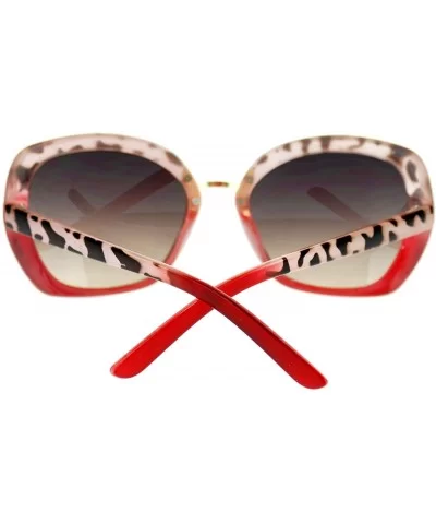 Womens Rectangular Metal Bridge Butterfly Designer Fashion Sunglasses - Red - CW11NV5OZYZ $7.60 Rectangular