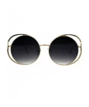 Double Metal Rim Luxury Round Circle Lens Chic Fashion Sunglasses - Gold Smoke - CB18GZXUOEH $10.54 Round