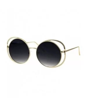 Double Metal Rim Luxury Round Circle Lens Chic Fashion Sunglasses - Gold Smoke - CB18GZXUOEH $10.54 Round