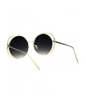 Double Metal Rim Luxury Round Circle Lens Chic Fashion Sunglasses - Gold Smoke - CB18GZXUOEH $10.54 Round